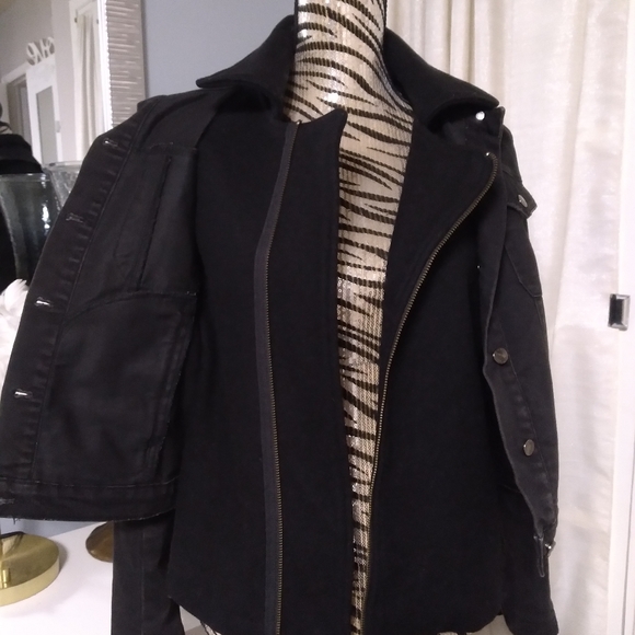 CURRENT/ELLIOT denim & wool layered jean jacket/coat size 1 - Picture 9 of 10